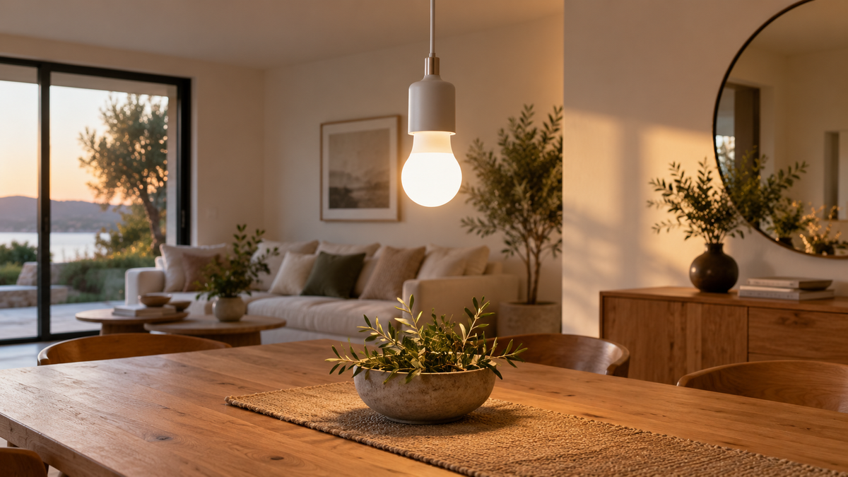 Unbranded 15-watt smart LED bulb glowing in a simple open neutral fixture