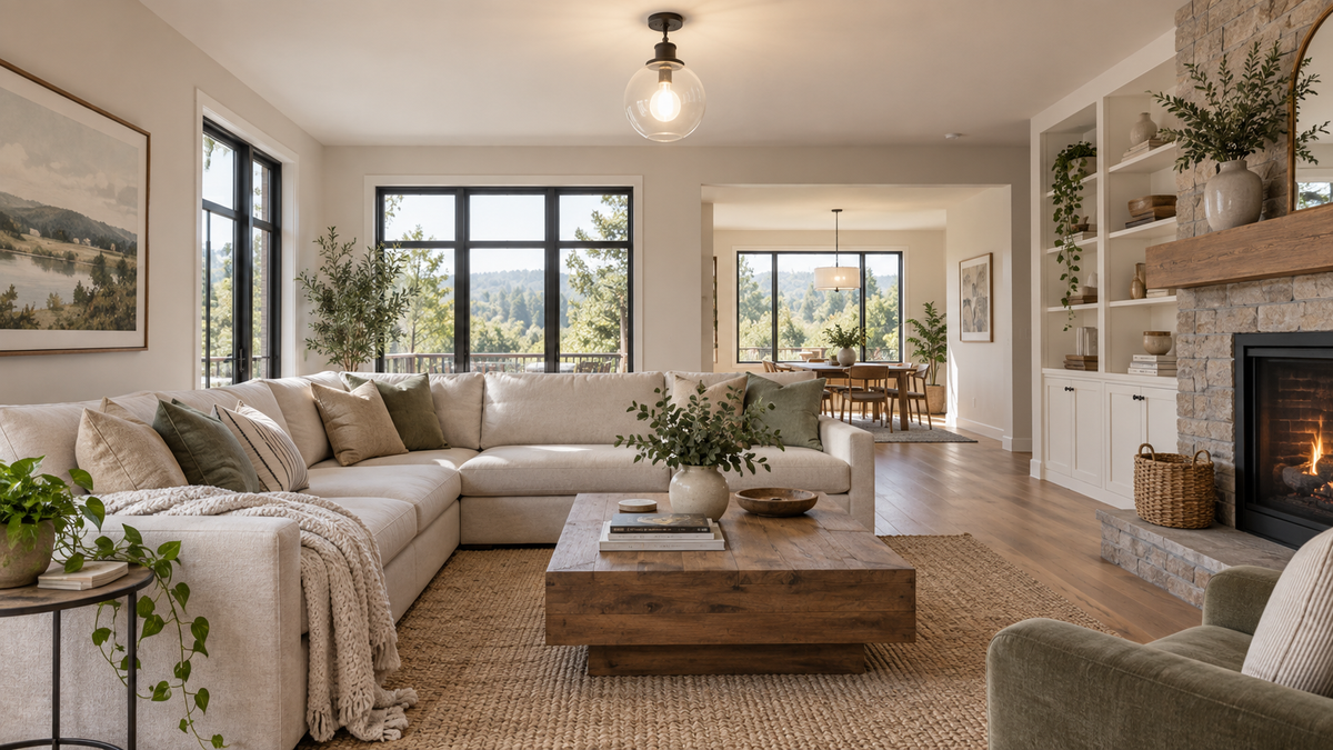 Unbranded high-output smart bulb illuminating a spacious neutral room without visible branding