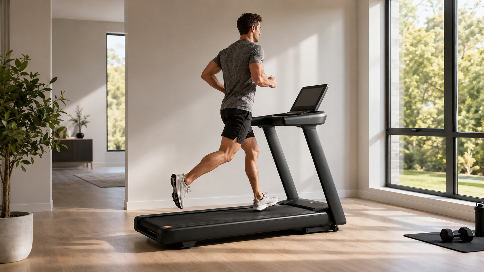 Adult safely testing a generic home treadmill