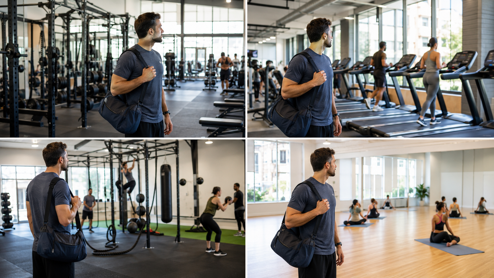 Shopper touring cardio strength and functional workout zones