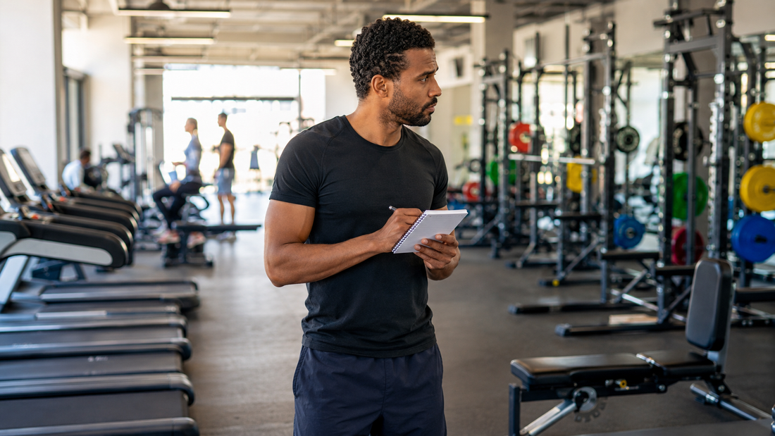 Adult evaluating equipment during a local gym trial