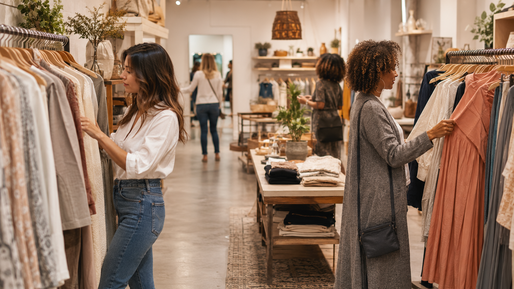 Contemporary women’s clothing boutique interior