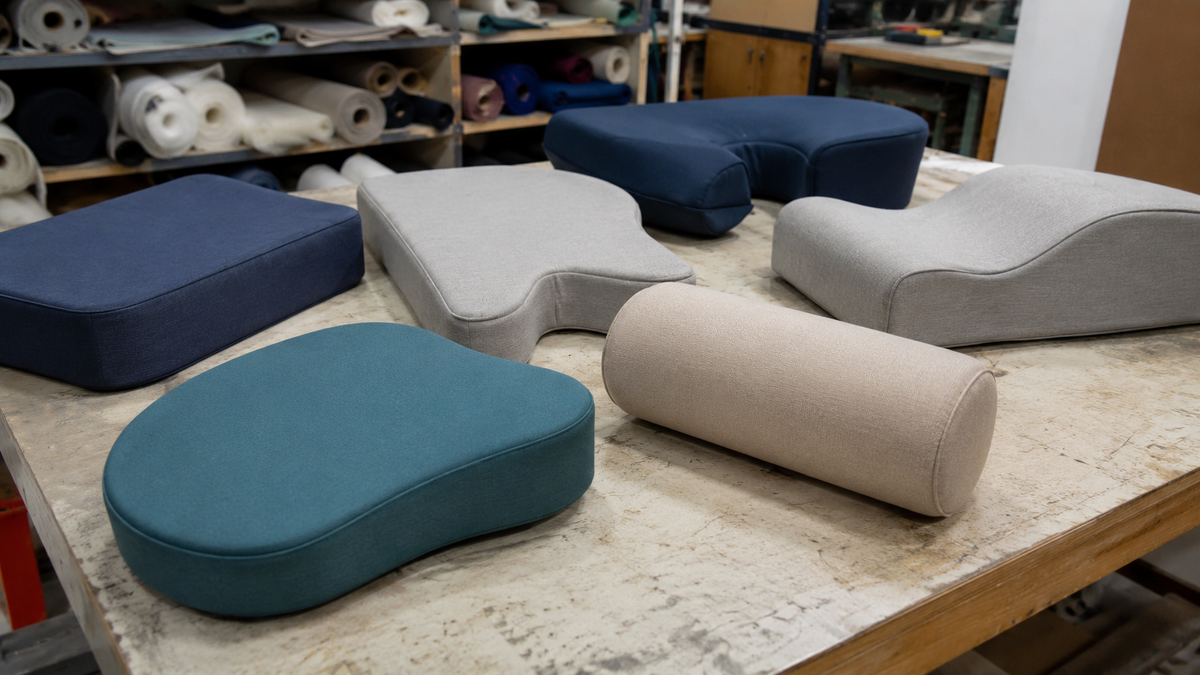 Custom-cut memory foam cushions and fabric covers