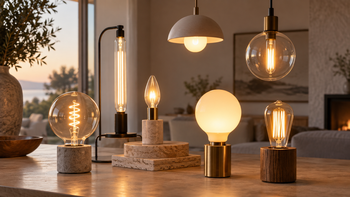 Editorial illustration for decorative smart bulbs guide