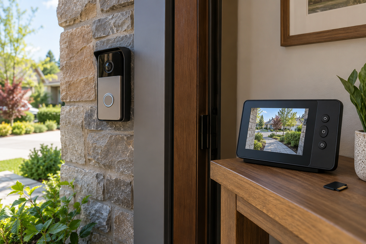doorbell camera without wifi shown in a clean practical setting for comparison