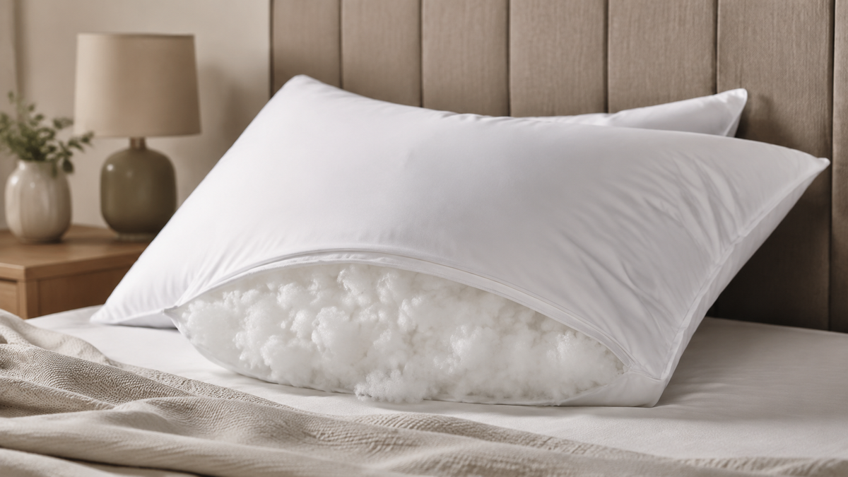 Down alternative pillow inserts in a neutral bedroom