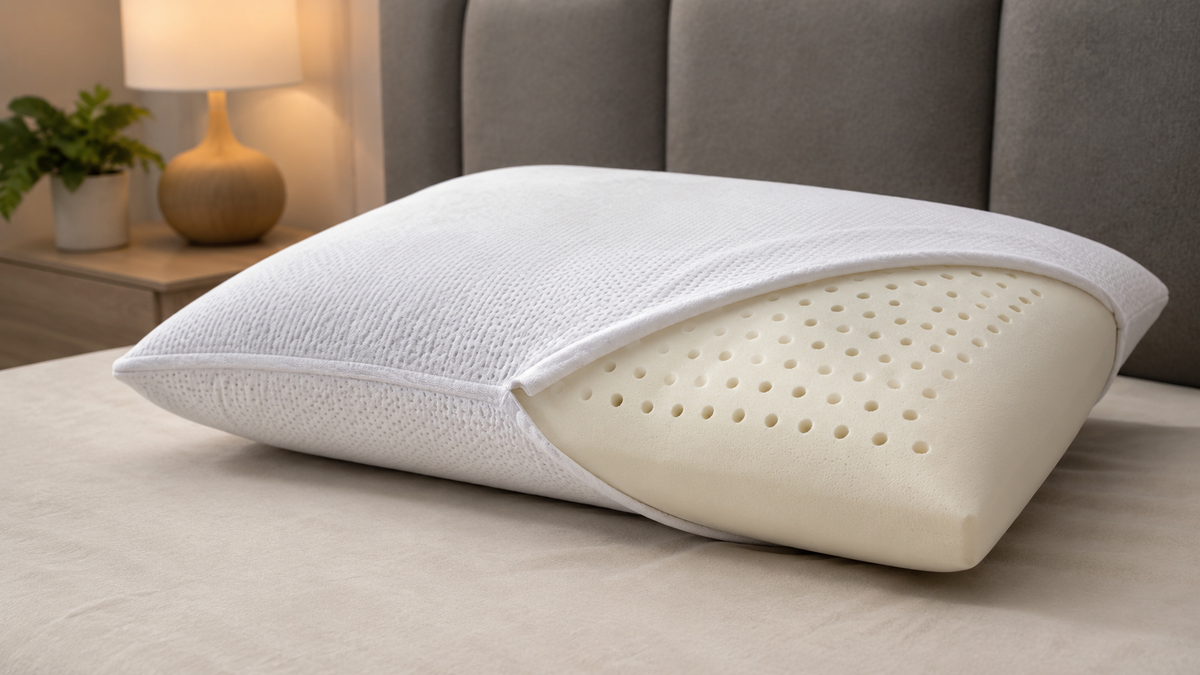 Ventilated unbranded foam pillow with visible airflow holes