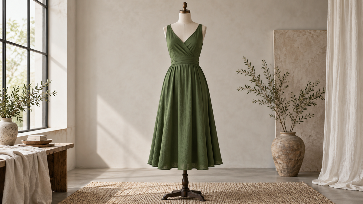 Unbranded green midi dress with a softly draped silhouette