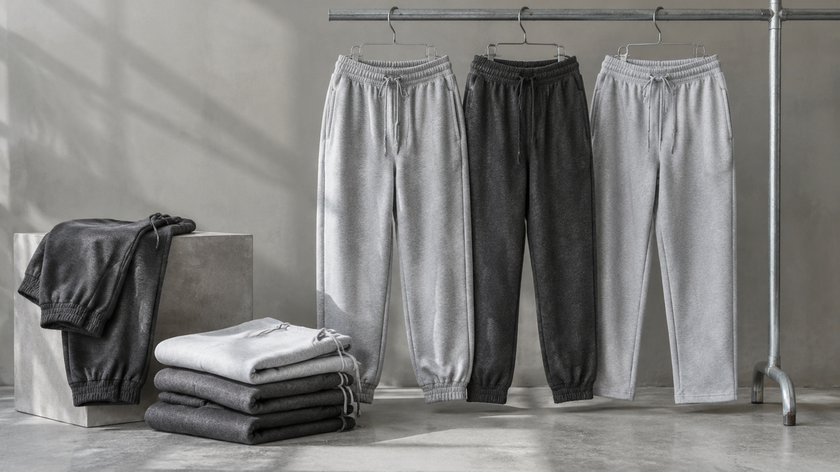 Grey unbranded sweatpants in several shades and silhouettes