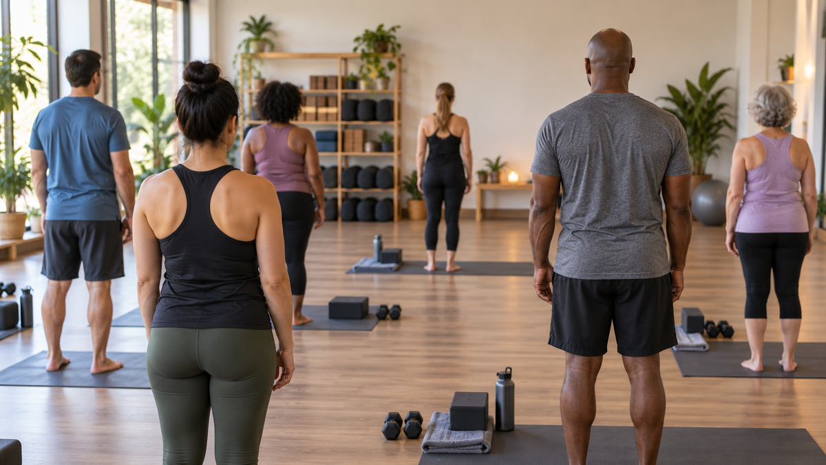 Inclusive group fitness class in a welcoming independent studio