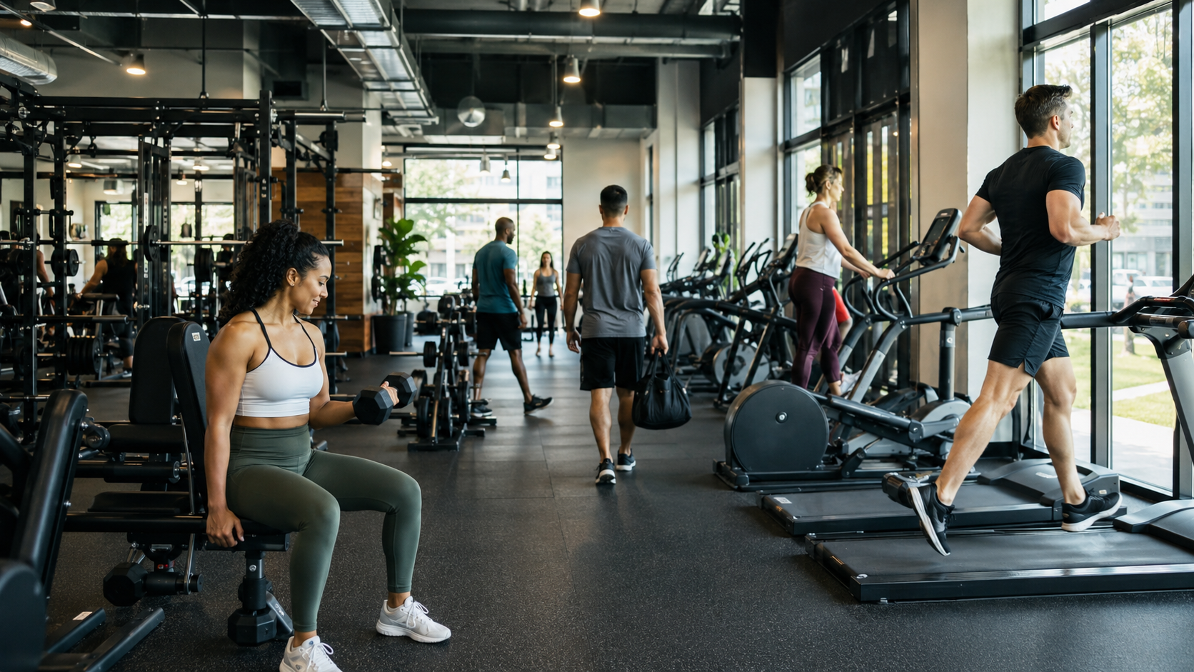 Bright modern neighborhood gym interior