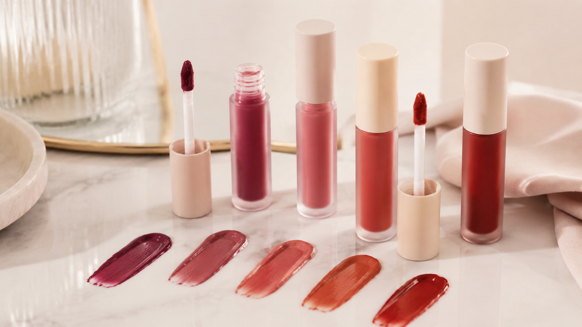 Unbranded lip stain applicators with several color swatches