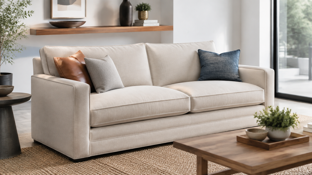 Supportive memory foam couch cushions on a modern sofa