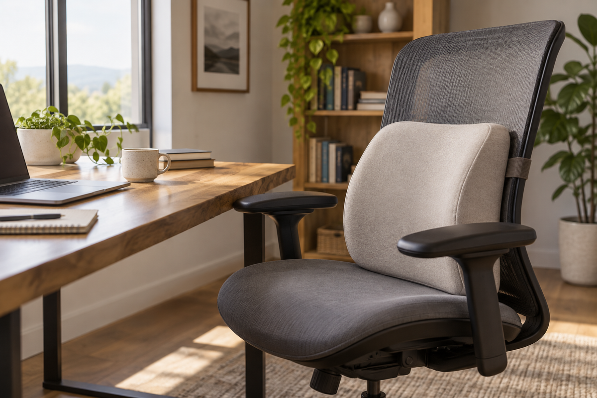 memory foam lumbar pillow shown in a clean practical setting for comparison