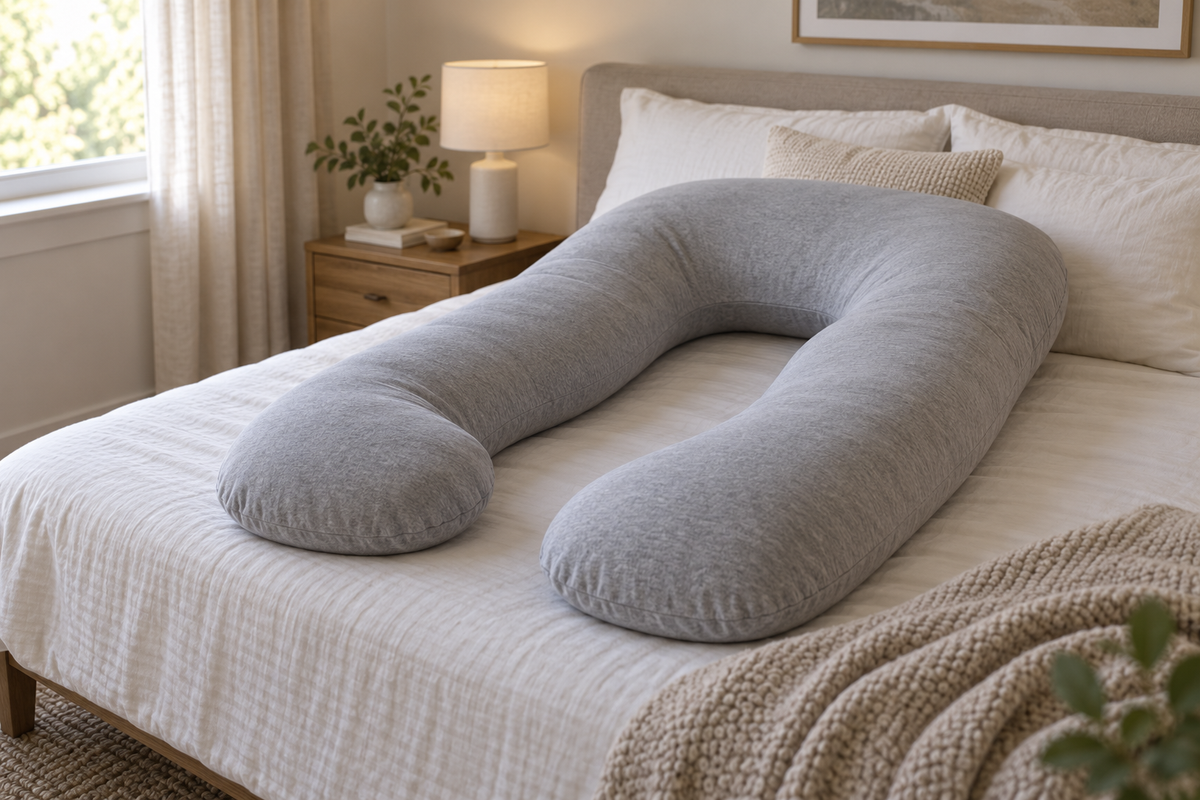 memory foam maternity pillow shown in a clean practical setting for comparison
