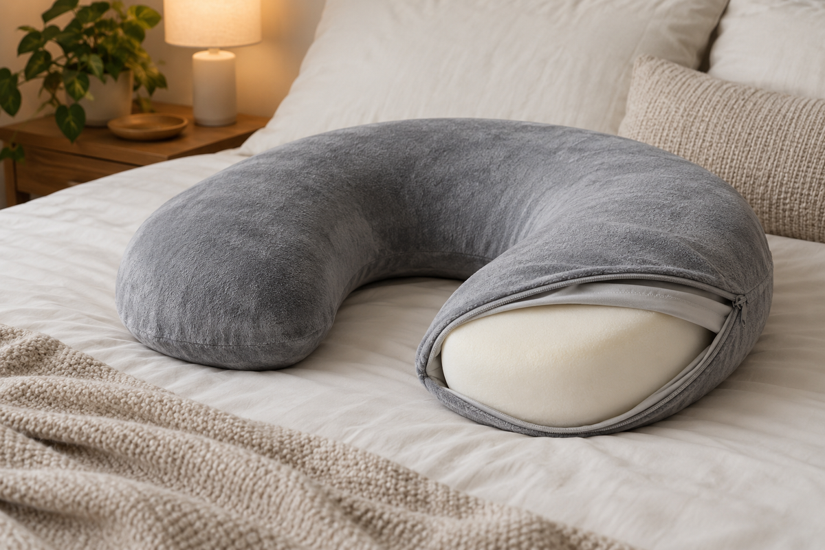 memory foam u shaped pillow shown in a clean practical setting for comparison