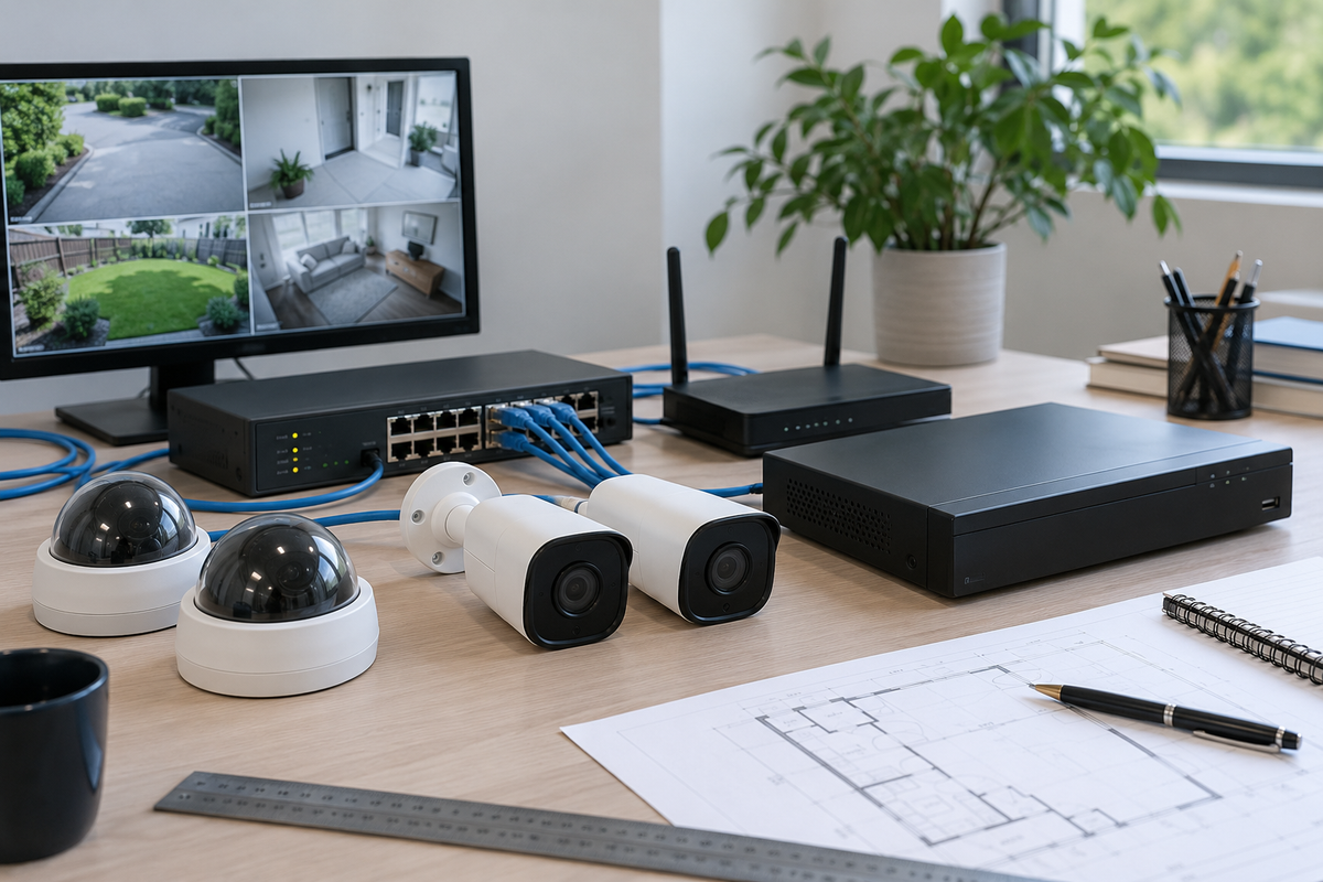 network security cameras shown in a clean practical setting for comparison