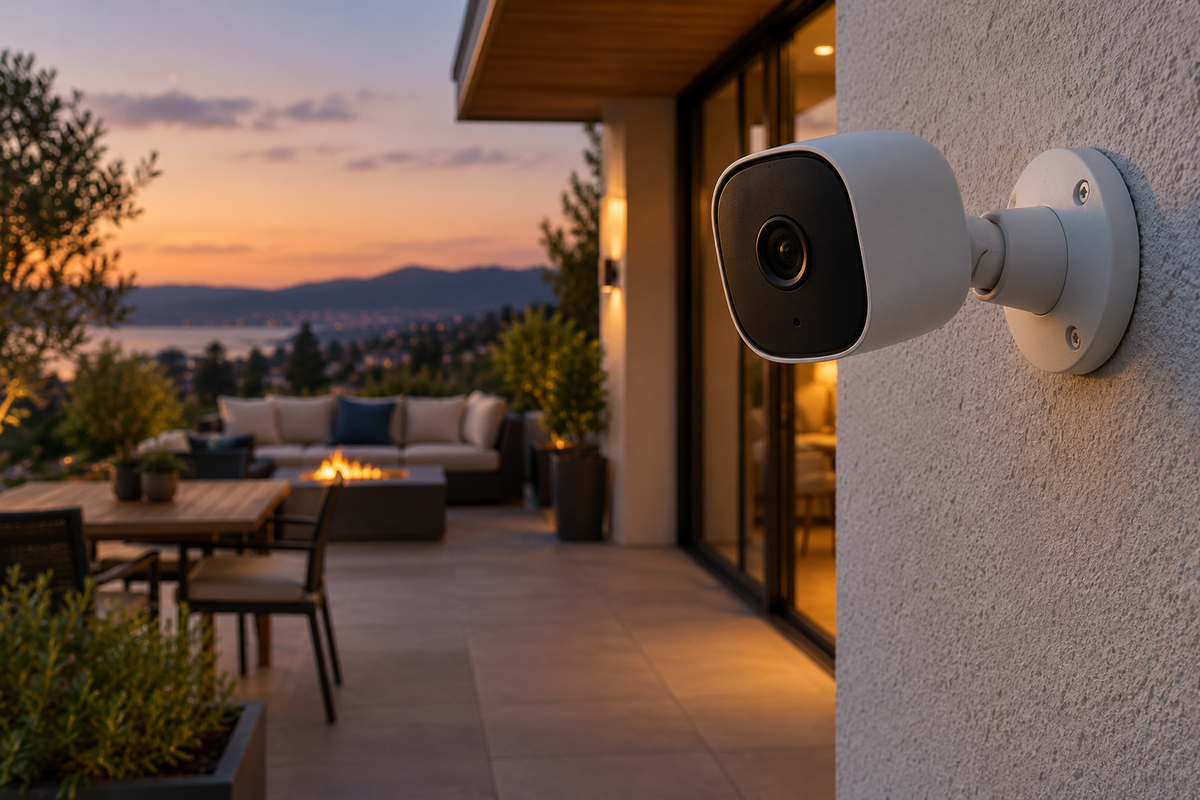 outdoor security camera with audio recording shown in a clean practical setting for comparison