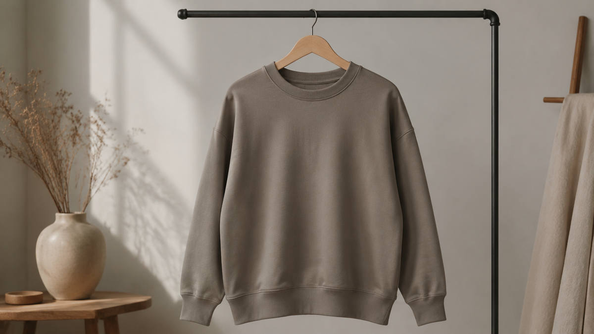 Oversized sweatshirt showing relaxed fit and fabric weight