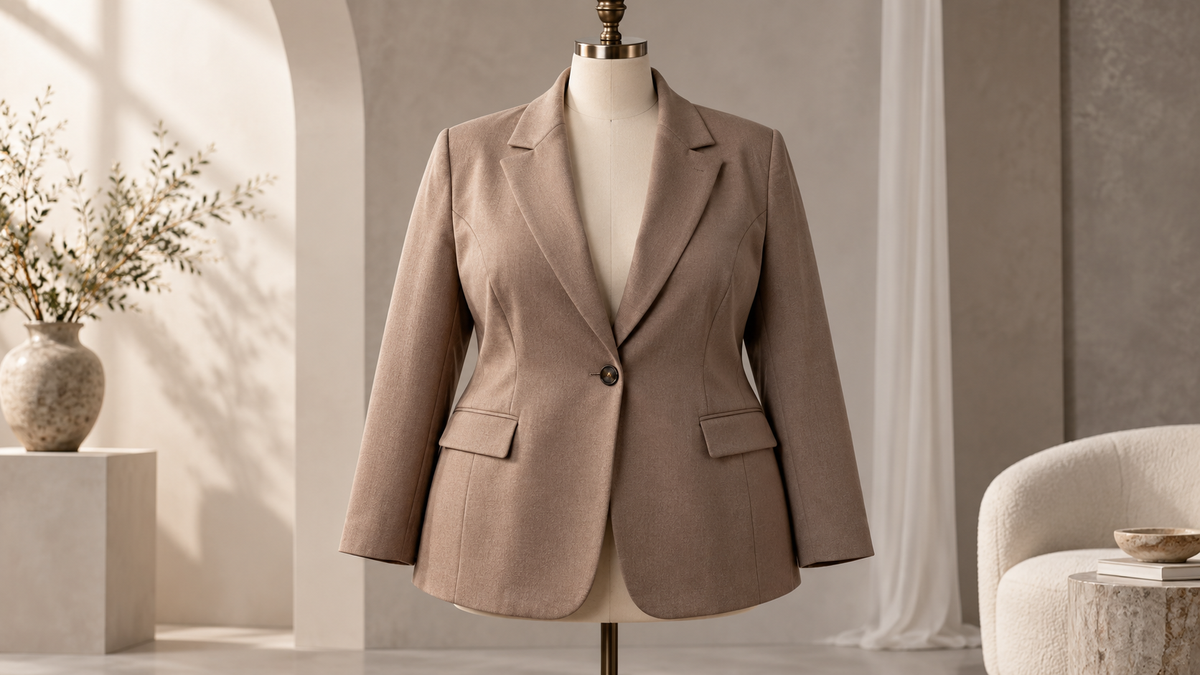 Unbranded plus-size tailored blazer on a dress form