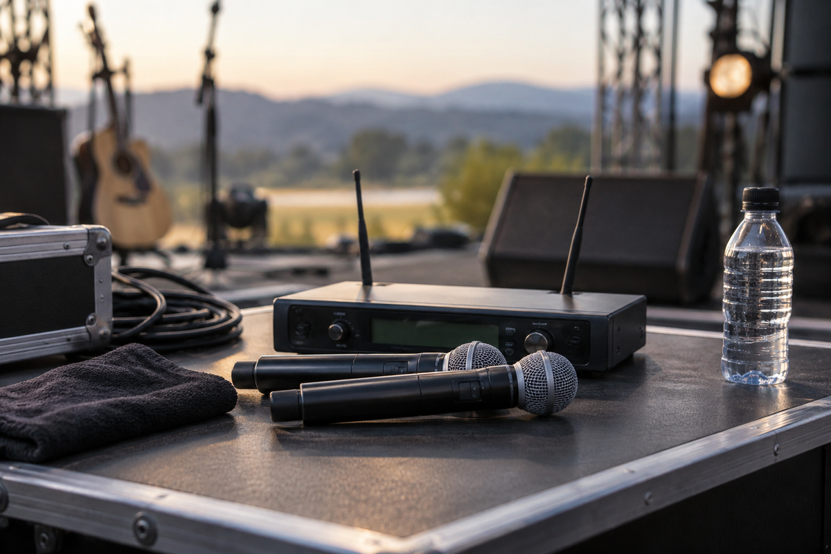 radio mics shown in a clean practical setting for comparison