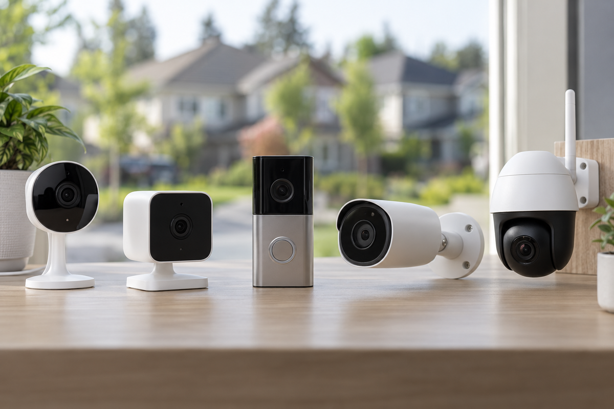 security cameras for home near me shown in a clean practical setting for comparison