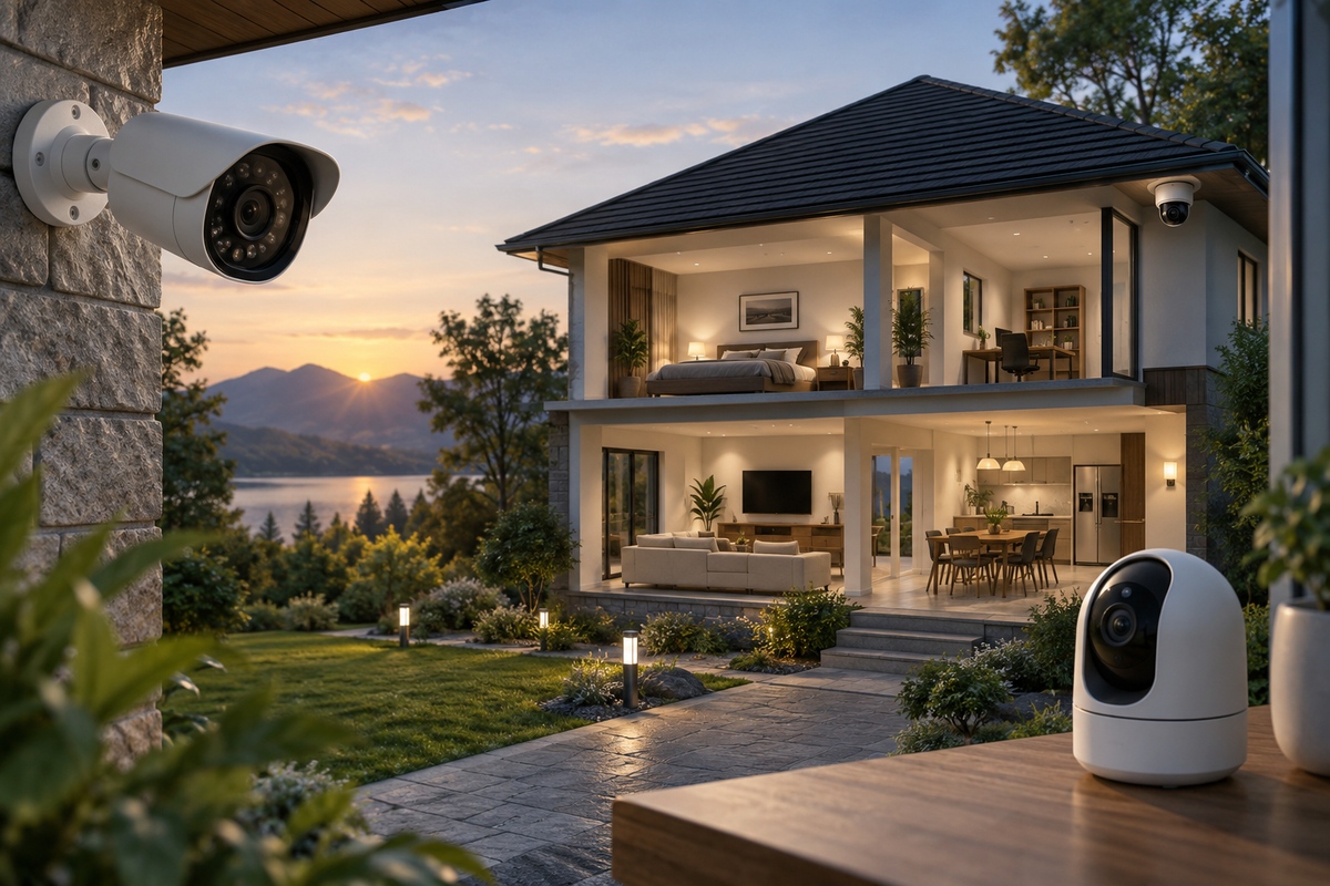 security cameras indoor and outdoor shown in a clean practical setting for comparison