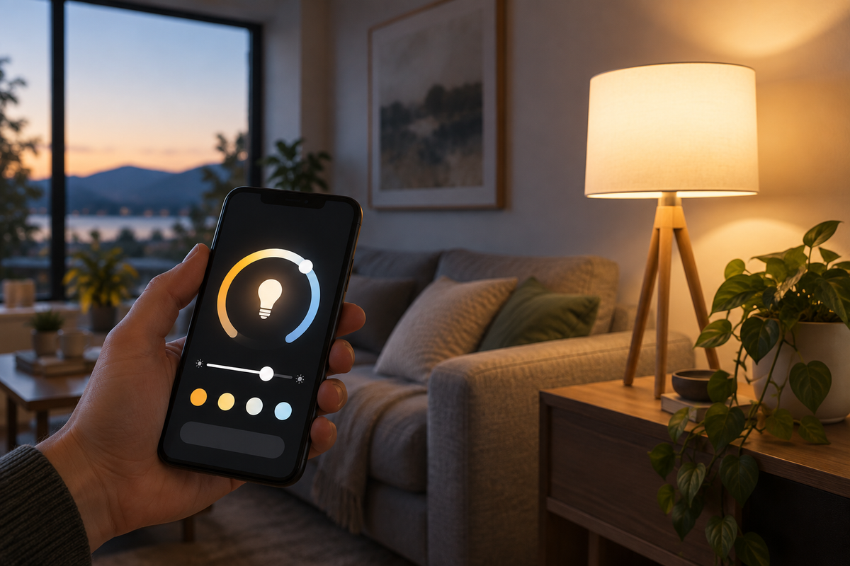 smart bulb app shown in a clean practical setting for comparison