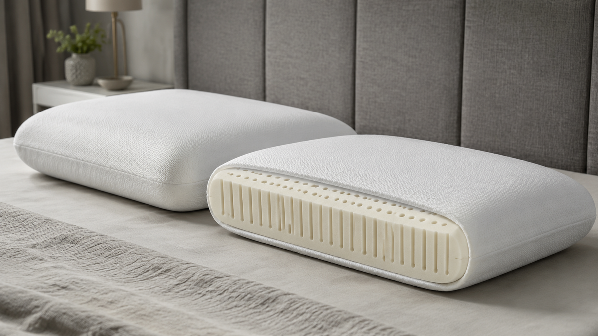 Unbranded solid foam pillows with a ventilated continuous core