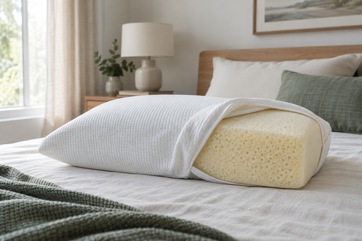 sponge pillow shown in a clean practical setting for comparison