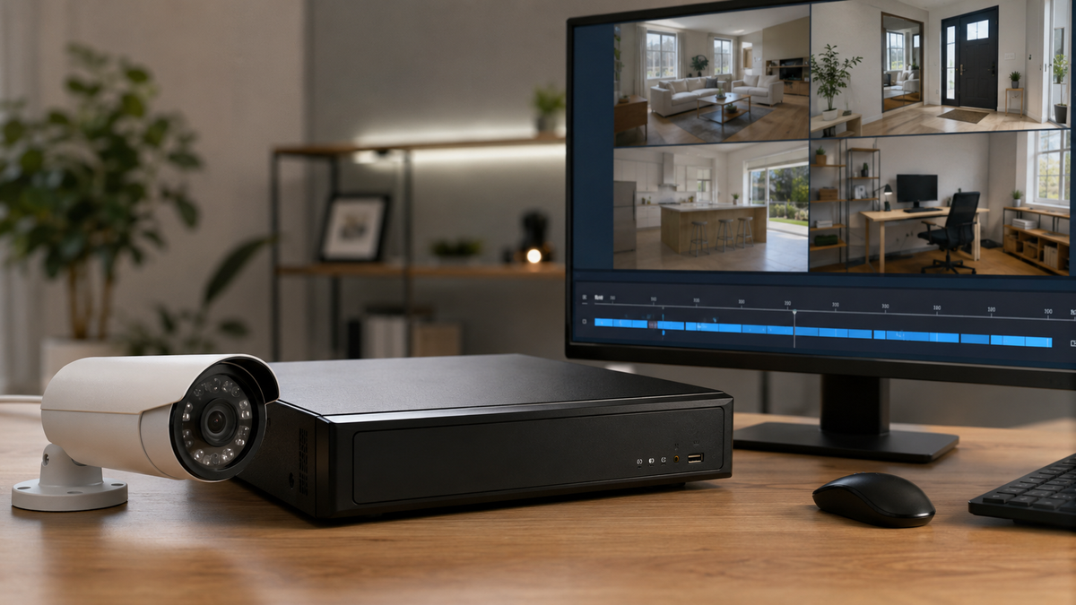 Unbranded security camera and local recorder configured for continuous recording