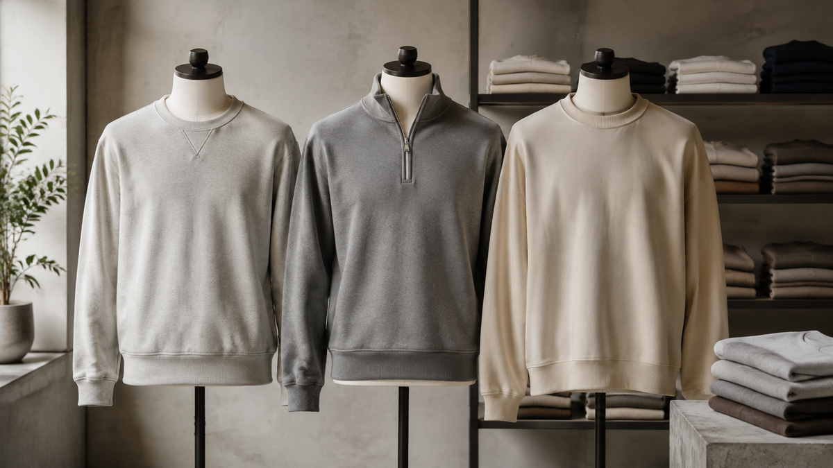 Men's sweatshirts in crewneck quarter-zip and relaxed styles