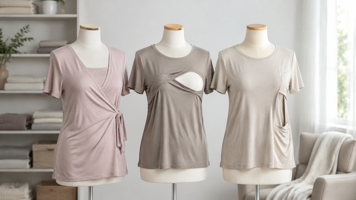 Nursing tops with wrap lift-up and side-access constructions