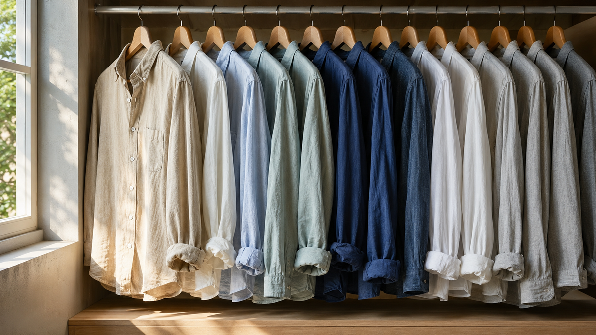 Versatile collection of button-front linen casual and dress shirts