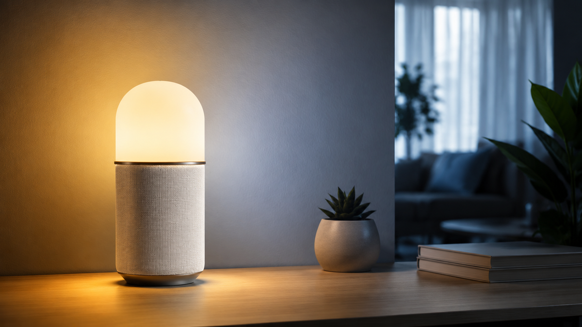 Unbranded smart table lamp producing warm and cool ambient light