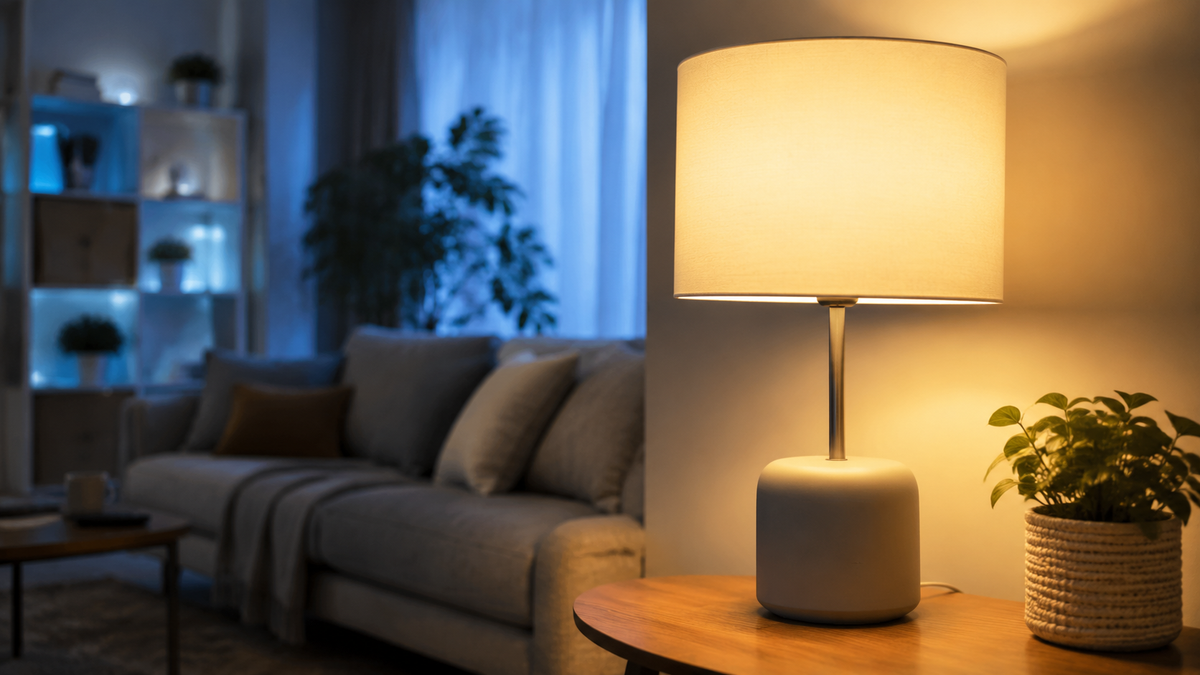 Unbranded smart LED bulb creating warm and cool room lighting