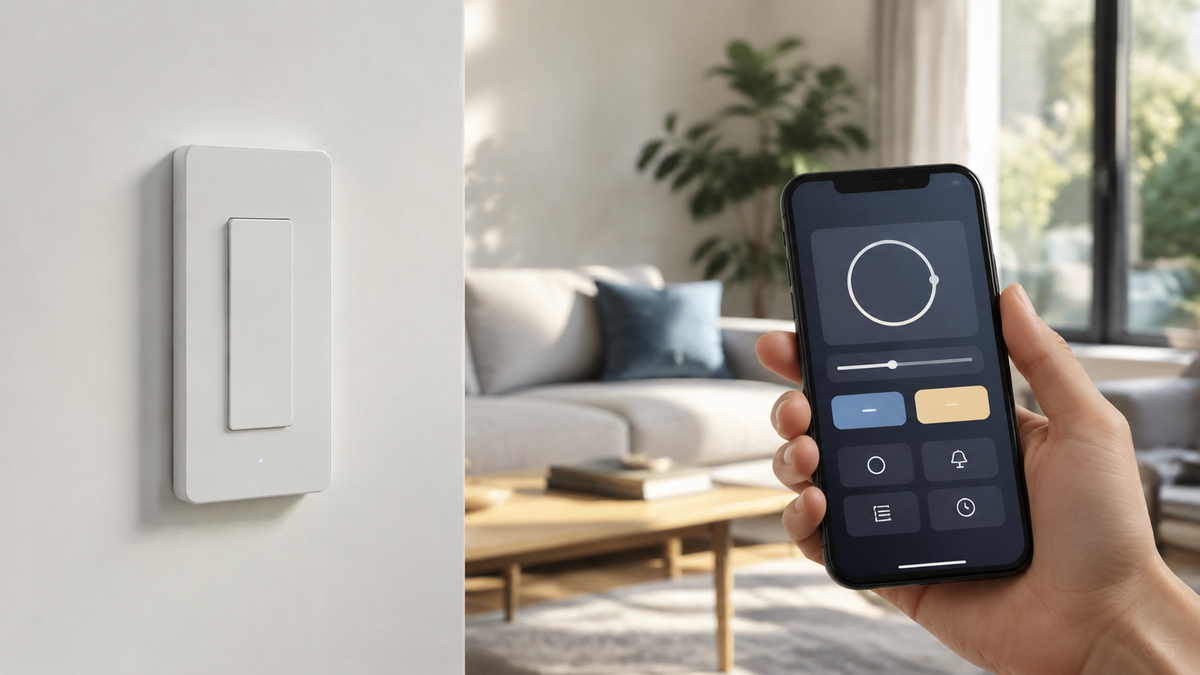 Generic smart light switch installed in a modern home