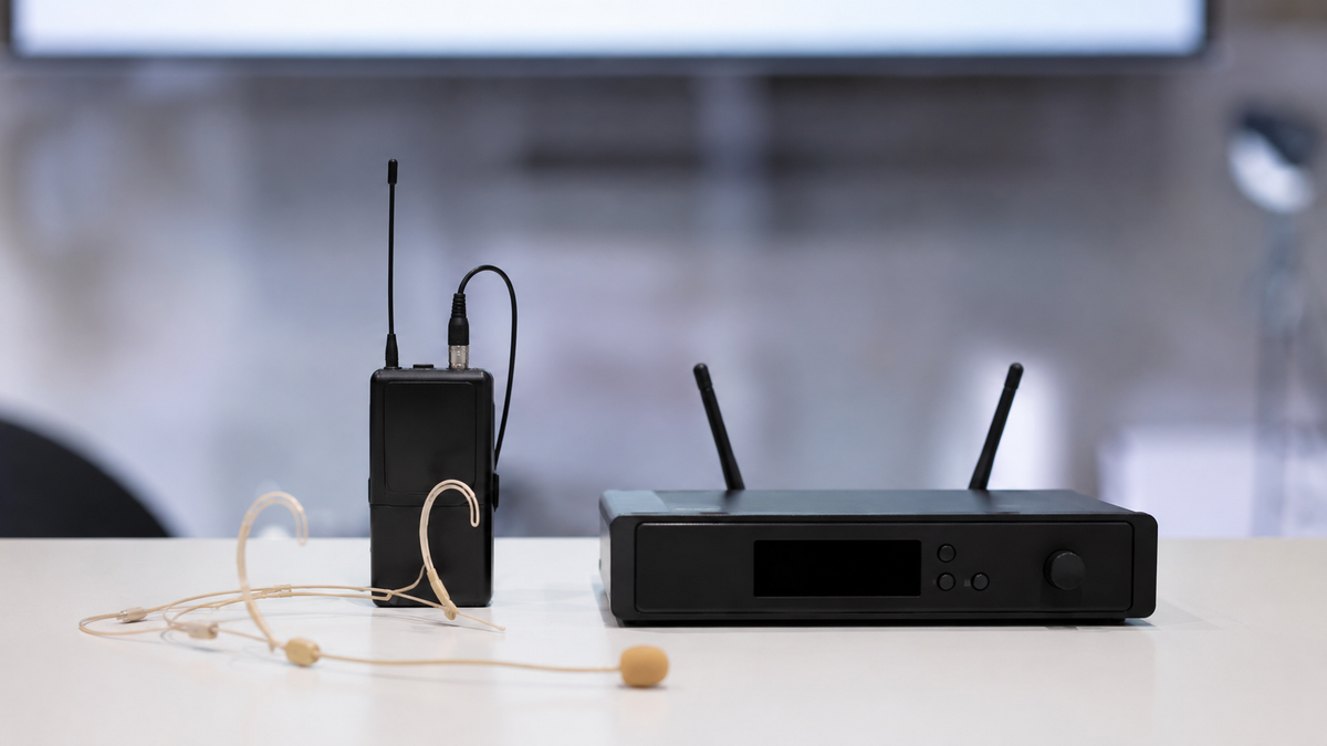 Unbranded wireless headset microphone with bodypack and receiver