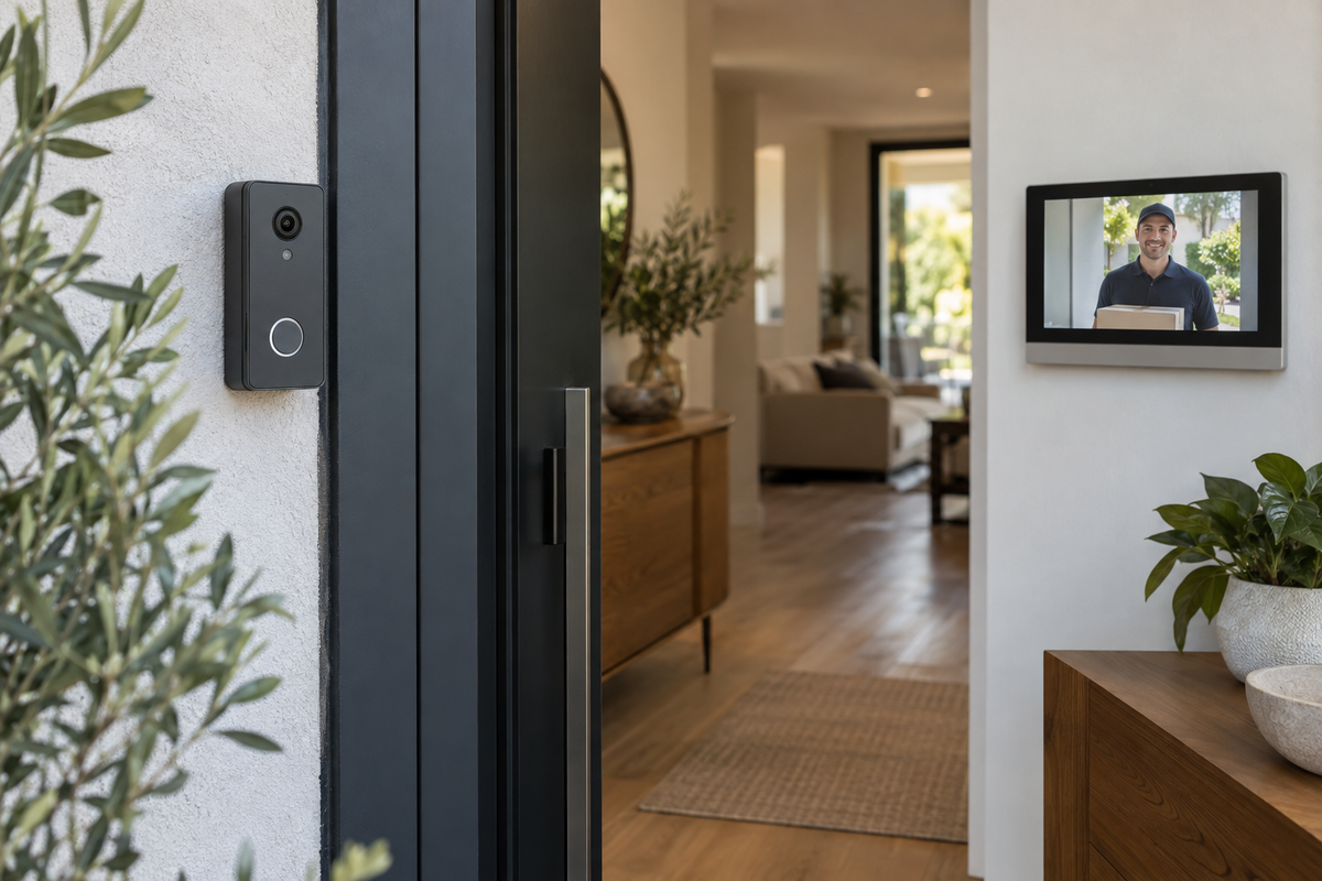 wireless video intercom system shown in a clean practical setting for comparison