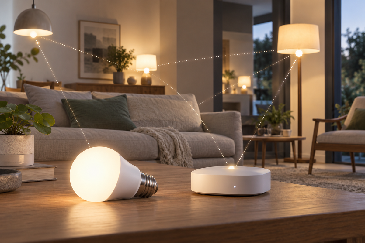 zigbee light bulb shown in a clean practical setting for comparison