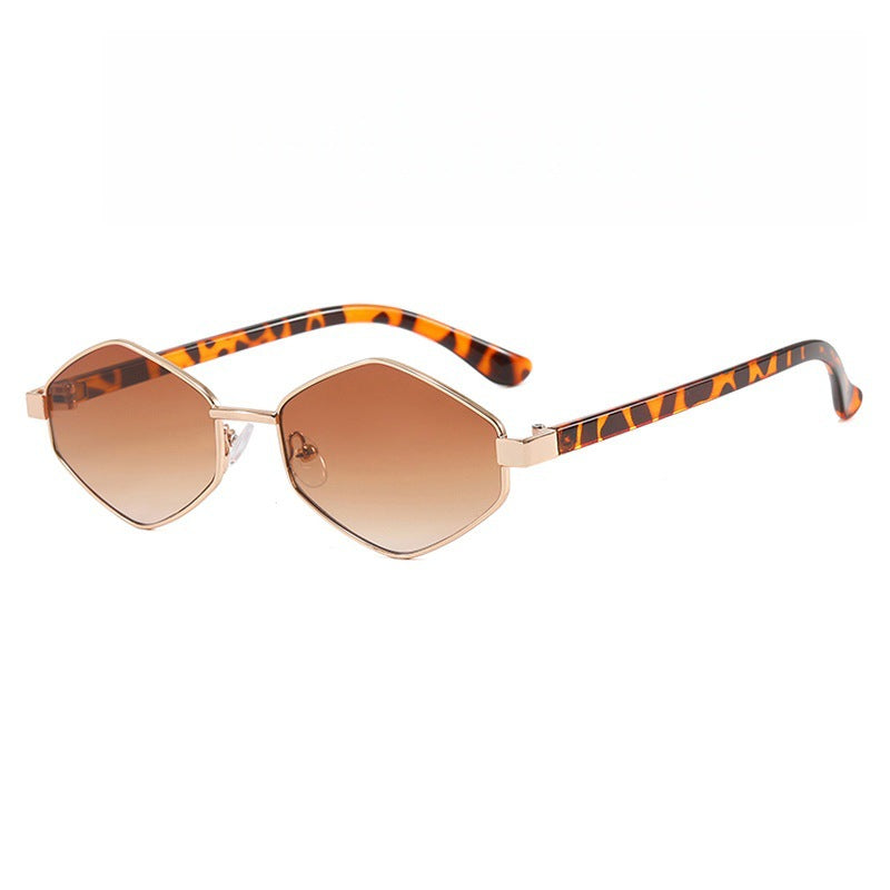 Diamond-Shaped UV Protection Metal Frame Sunglasses