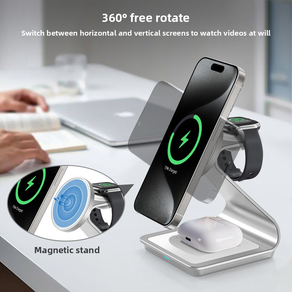 Triple Wireless Charger for Apple Devices with Car Mount