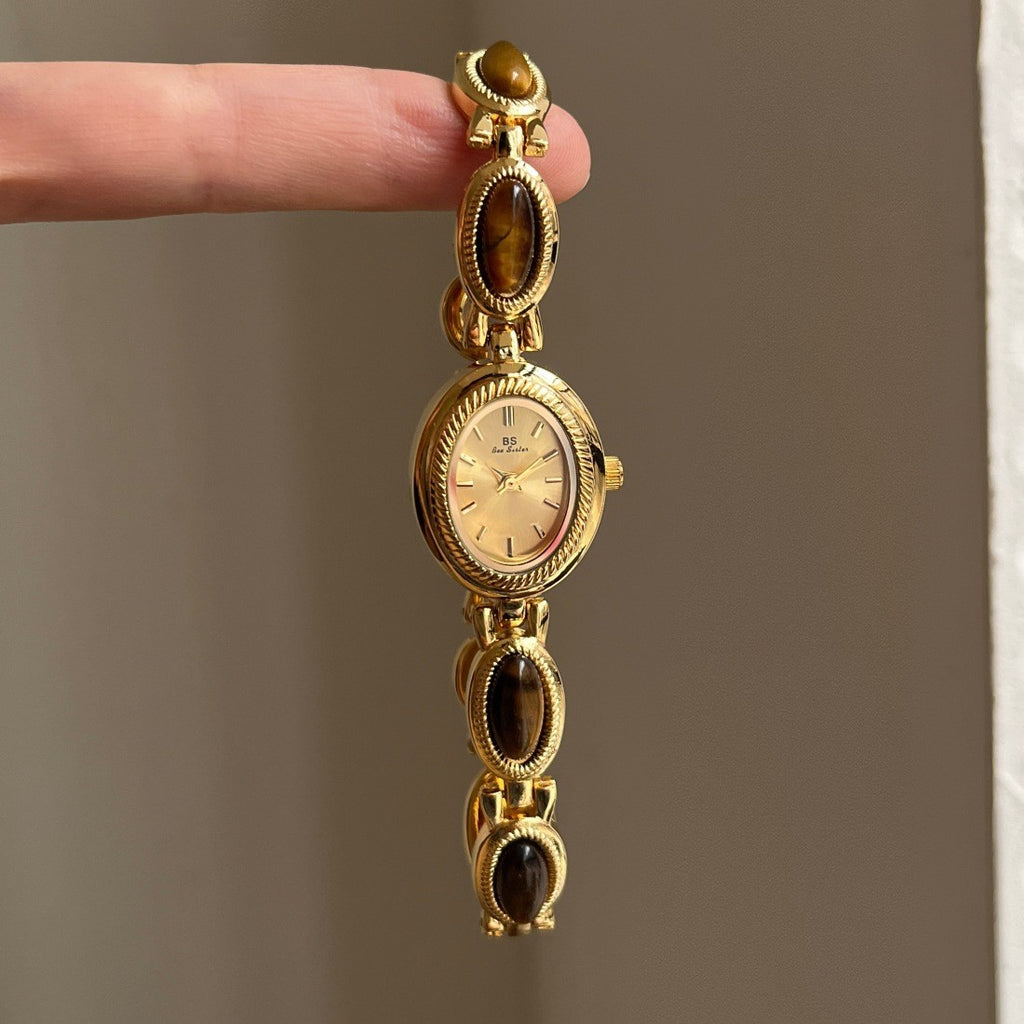 Oval Jade Dial Bracelet Watch Women