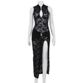 Hollow-out high-slit dress