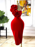 Three-dimensional rose sleeveless strap tube top elegant dress