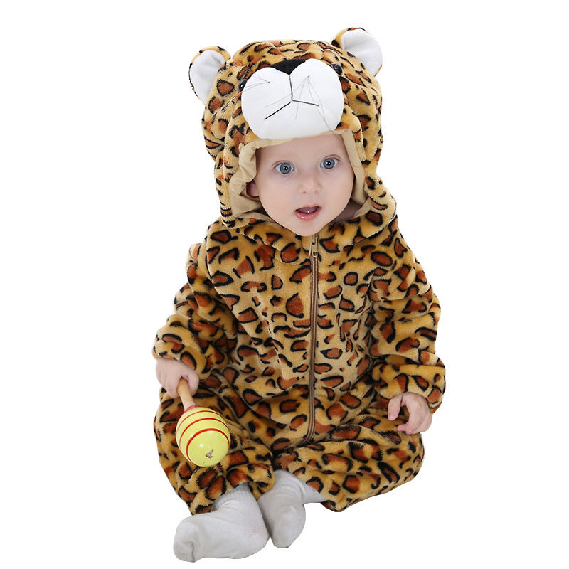 Children Flannel Romper with Animal Design