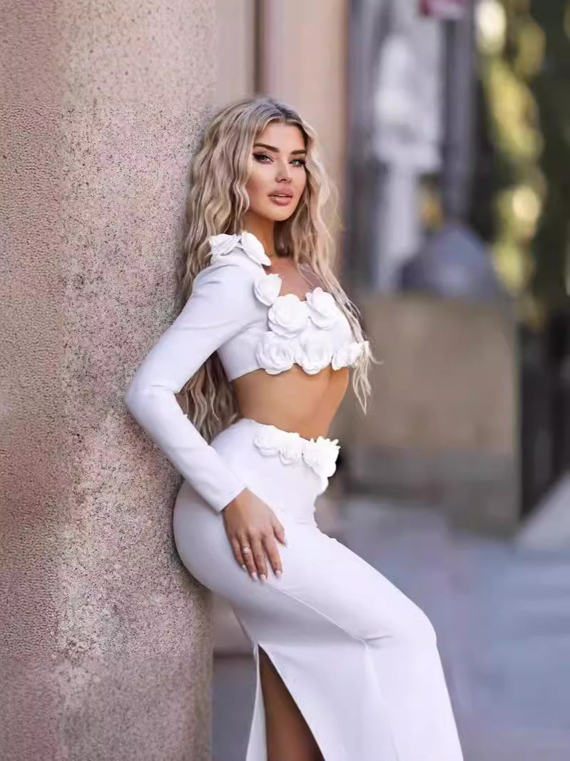 White Red Bandage Two Piece Set