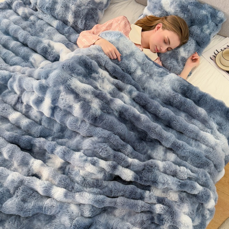 Double-Sided Tie-Dye Velvet Blanket