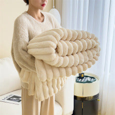 Rabbit Fur Plush Flannel Blanket