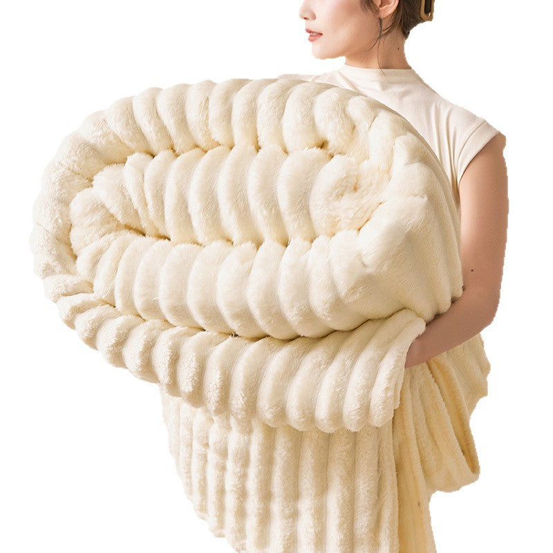 Rabbit Fur Plush Flannel Blanket